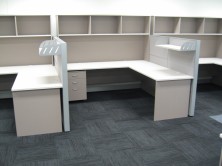Screen Based Workstations With Modular Overhead Hutches